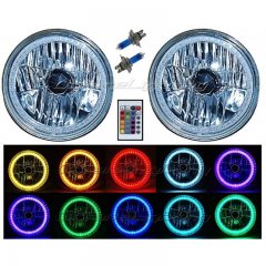 7" RGB SMD Multi-Color White Red Blue Green LED Halo Angel Eye Headlights Pair