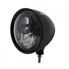 Black "BILLET" Style Groove Headlight - Blackout 5 High Power LED Projection Headlight | Headlight Components