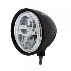 Black "BILLET" Style Groove Headlight -Chrome 5 High Power LED Projection Headlight | Headlight Components