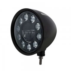Black "BILLET" Style Groove Headlight - Crystal Blackout 11 LED Headlight | Headlight Components