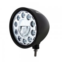 Black "BILLET" Style Groove Headlight - Crystal Chrome 11 LED Headlight | Headlight Components