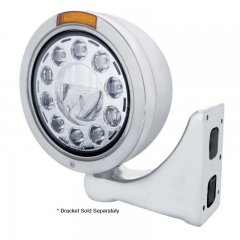 LED 7" Stainless Steel "BULLET" Headlight - Amber Lens | Headlight - Complete Kits