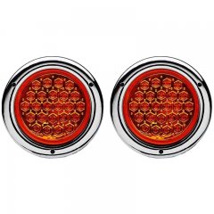 (2) 4" Round Work Truck Trailer Rv Brake Tail Park Turn Signal Lights Amber Led