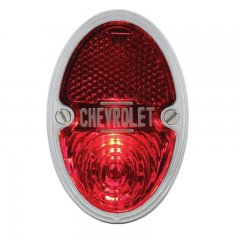 1933 - 35 Chevy Incandescent Tail Light Assembly with Chrome Rim - Driver/Left Hand | Complete Incandescent Tail Lights