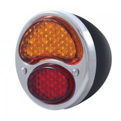 1928-31 Model "A" LED Tail Lamp w/ Black Housing - Red/Amber Lens 12V R/H | Complete LED Tail Lights