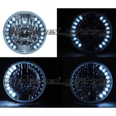 7" Halogen Motorcycle Crystal Clear White LED Halo Blinker Turn Signal Headlight