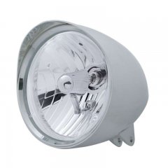 "CHOPPER" Headlight w/ Smooth Visor - Crystal H4 Bulb | Motorcycle Products