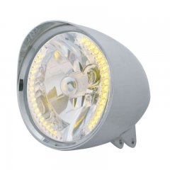 "CHOPPER" Headlight w/ Smooth Visor - 34 Amber LED H4 Bulb | Motorcycle Products