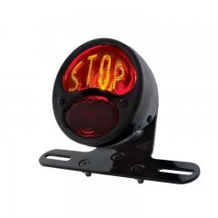 "DUO Lamp" Motorcycle Rear Fender Tail Light w/ Red Glass Lens / "STOP" Lettering | Motorcycle Products