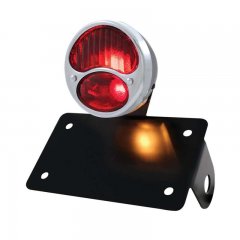 1928 Ford Model "A" Tail Light - Horizontal w/ Stainless Rim/Black Housing | Motorcycle Products