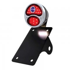 LED 1928 Ford "DUO Lamp" w/ Blue Dot Tail Light - Vertical w/ Stainless Rim/Black Housing | Motorcycle Products