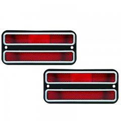 68-72 Chevy GMC Truck Rear Red Side Marker Light w/ Chrome Trim Pair