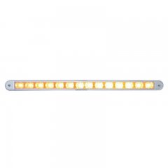 14 Amber LED 12" Auxiliary Warning Light Bar with Chrome Bezel - Clear Lens | LED Warning Lights