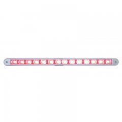 14 Red LED 12" Auxiliary Warning Light Bar with Chrome Bezel - Clear Lens | LED Warning Lights