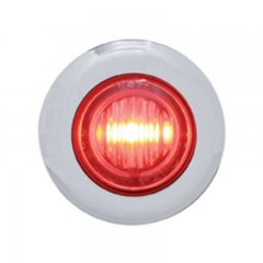 3 LED Mini Clearance/Marker Light w/ Bezel - Red LED/Clear Lens | Clearance Marker Lights