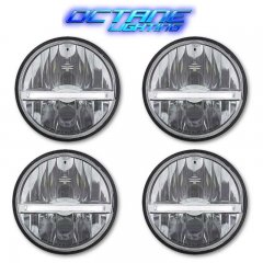 5 3/4” LED High/Low Glass Headlight W/ White LED Position Light Bar Set Of 4