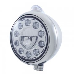 Stainless LED "GUIDE" Headlight - 11 LED High Power Bulb 11 High Power LED w/ Amber LED/Clear Lens | Headlight - Complete Kits