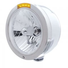 "BULLET" Half-Moon Headlight - Crystal H4 Bulb w/ Amber LED/Amber Lens | Headlight - Complete Kits