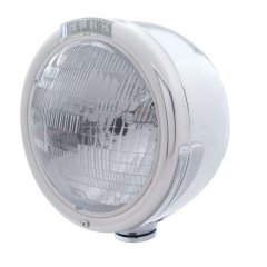 "CLASSIC" Half-Moon Headlight - H6024 Bulb w/ Amber LED/Clear Lens | Headlight - Complete Kits