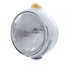 Stainless "GUIDE" Headlight - 6014 Bulb w/ Dual Function Amber LED/Amber Lens | Headlight - Complete Kits