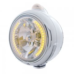 Stainless "GUIDE" Headlight - 34 Amber LED H4 Bulb w/ Dual Function Amber LED/Clear Lens | Headlight - Complete Kits