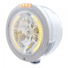 "BULLET" Half-Moon Headlight - 34 Amber LED H4 Bulb w/ Dual Function Amber LED/Clear Lens | Headlight - Complete Kits