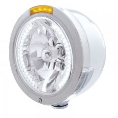 "BULLET" Half-Moon Headlight - 34 White LED H4 Bulb w/ Amber LED/Amber Lens | Headlight - Complete Kits