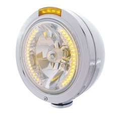 "BULLET" Classic Headlight - 34 Amber H4 Bulb w/ Amber LED/Amber Lens | Headlight - Complete Kits