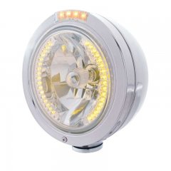 "BULLET" Classic Headlight - 34 Amber H4 Bulb w/ Amber LED/Clear Lens | Headlight - Complete Kits