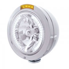 "BULLET" Classic Headlight - 34 White H4 Bulb w/ Dual Function Amber LED/Amber Lens | Headlight - Complete Kits