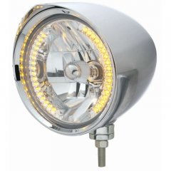 "CHOPPER" Headlight w/ Razor Visor - 34 Amber LED H4 Bulb | Headlight - Complete Kits