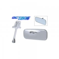 Stainless Inside Interior Rear View Glass Mirror Chrome Bracket