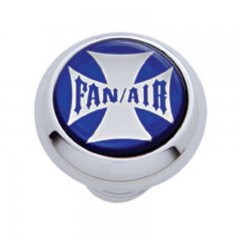 Small Deluxe Dash Knob w/ "Fan/Air" Blue Maltese Cross Sticker | Dash Knobs / Screws