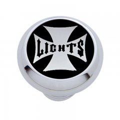 Small Deluxe Dash Knob w/ "Lights" Black Maltese Cross Sticker | Dash Knobs / Screws