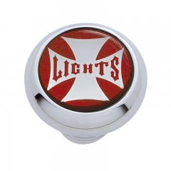 Small Deluxe Dash Knob w/ "Lights" Red Maltese Cross Sticker | Dash Knobs / Screws