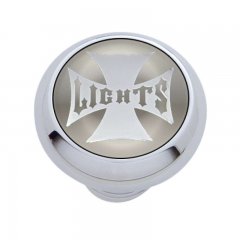 Small Deluxe Dash Knob w/ "Lights" Silver Maltese Cross Sticker | Dash Knobs / Screws