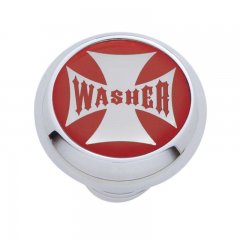 Small Deluxe Dash Knob w/ "Washer" Red Maltese Cross Sticker | Dash Knobs / Screws