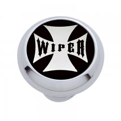 Small Deluxe Dash Knob w/ "Wiper" Black Maltese Cross Sticker | Dash Knobs / Screws