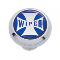 Small Deluxe Dash Knob w/ "Wiper" Blue Maltese Cross Sticker | Dash Knobs / Screws