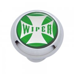 Small Deluxe Dash Knob w/ "Wiper" Green Maltese Cross Sticker | Dash Knobs / Screws