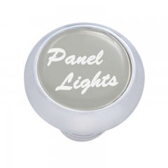 Small Deluxe Dash Knob w/ "Panel Lights" Silver Glossy Sticker | Dash Knobs / Screws