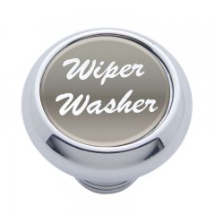 Small Deluxe Dash Knob w/ "Wiper/Washer" Silver Glossy Sticker | Dash Knobs / Screws
