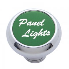 Small Deluxe Dash Knob w/ "Panel Lights" Green Aluminum Sticker | Dash Knobs / Screws