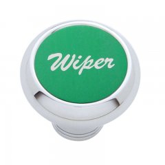 Small Deluxe Dash Knob w/ "Wiper" Green Aluminum Sticker | Dash Knobs / Screws