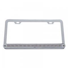 14 LED Light Bar License Frame- Amber LED/Clear Lens | License Plate Frames