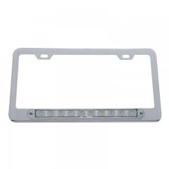 10 LED Light Bar License Frame - Amber LED/Clear Lens | License Plate Frames