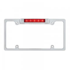 Chrome Deluxe LED License Plate Frame - Red LED Third Brake Light | License Plate Frames