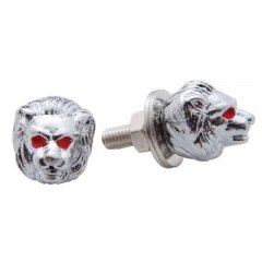 Chrome Lion Head License Plate Fastener | License Plate Accessories