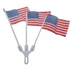 Polished Stainless Steel Flag Holder with Flags w/ 3 Flags | Novelties / Accessories
