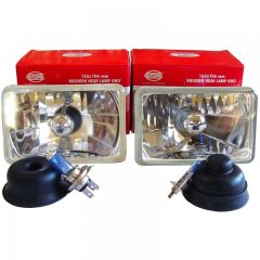 (2) 4x6 H4666 Headlights Sealed Beam Head Lamp Euro Glass Lens Emark